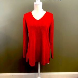 Fashion Bug V Neck Cable Knit Sweater Blue Size 14-16